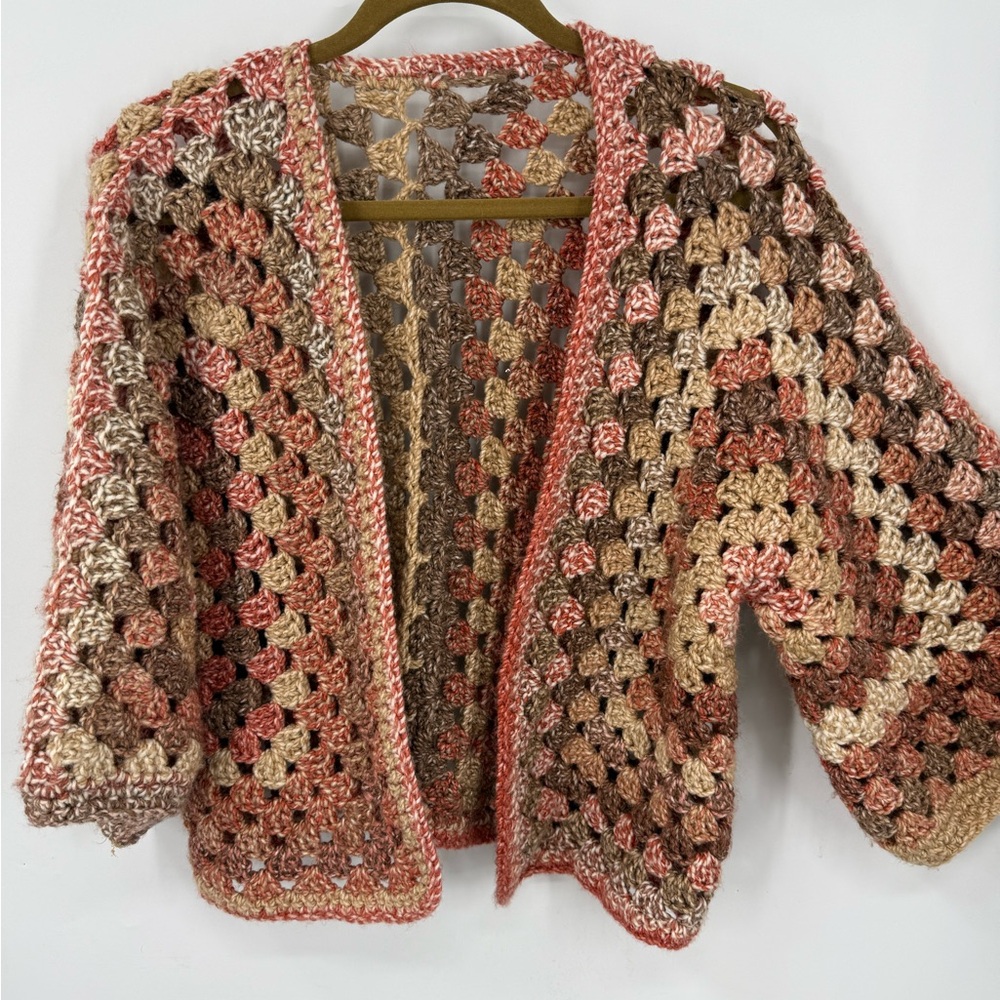 Handmade, granny, cottage, core Crochet Granny Square cardigan M/L - Picture 2 of 9